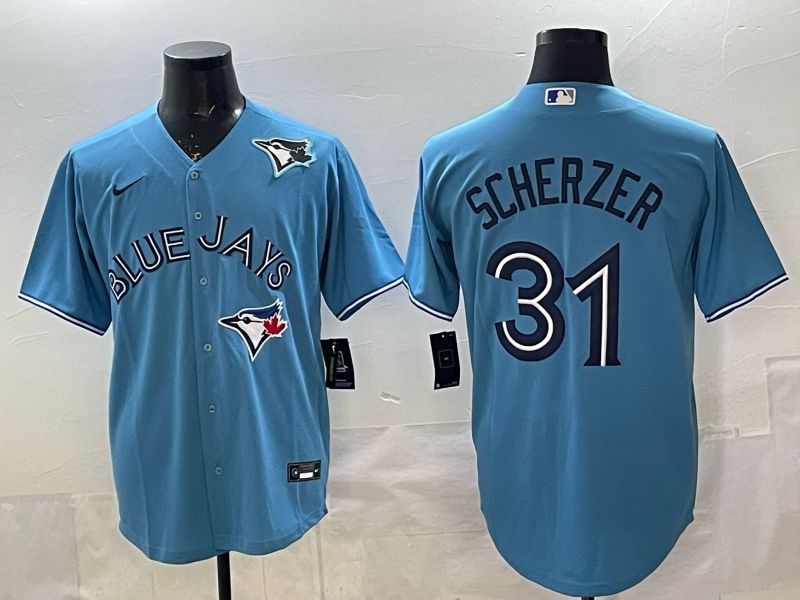 Men 2025 Toronto Blue Jays #31 Scherzer Light blue Game Nike MLB Jersey style 01->->